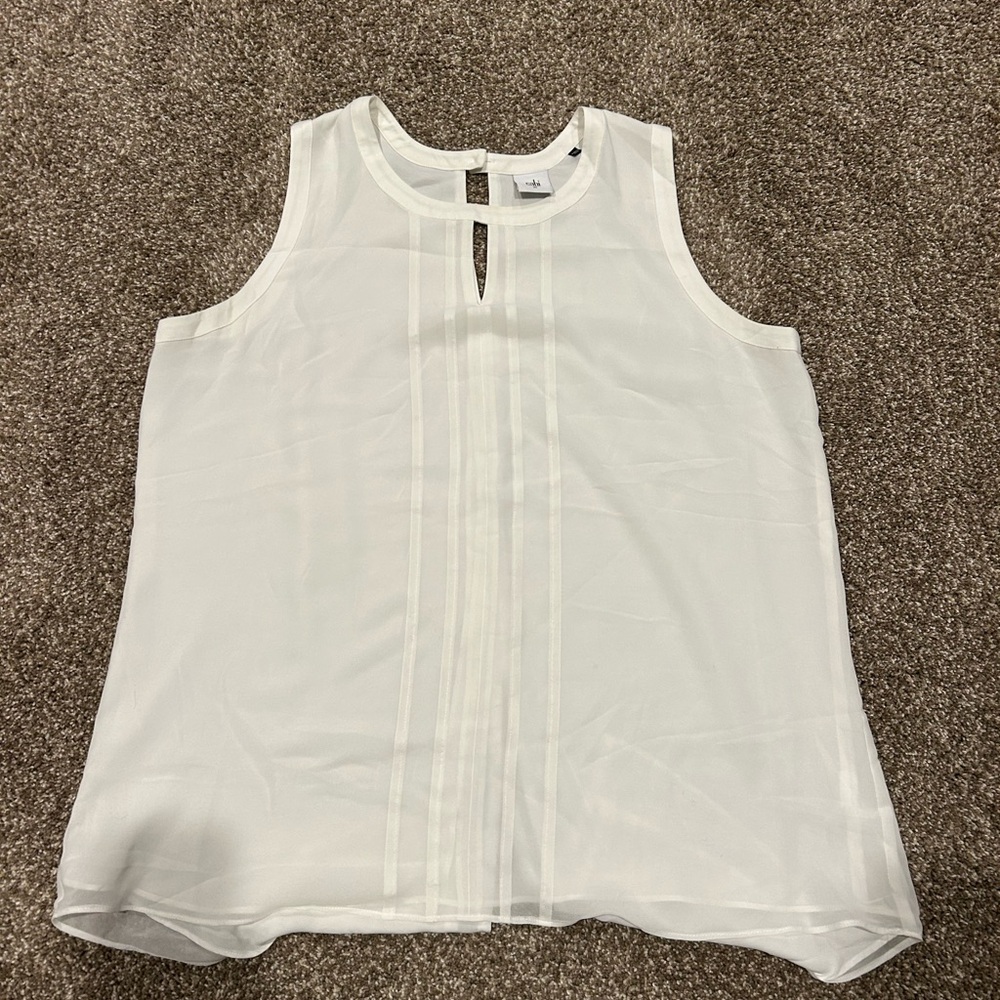 CAbi White Keyhole Sleeveless Blouse